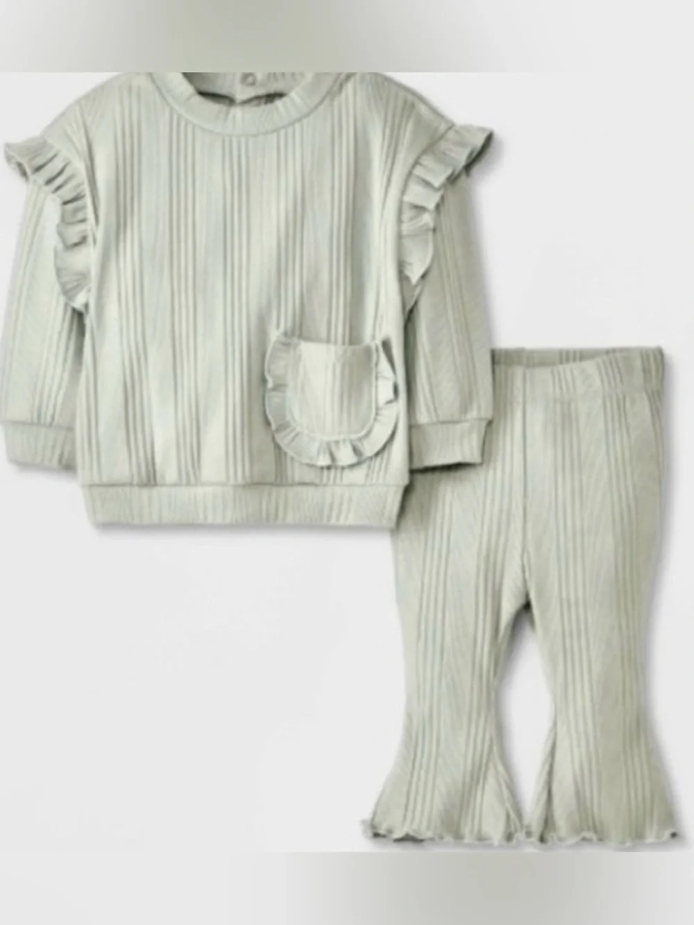 Grayson Mini Baby Girls' Mint Ruffle Pullover Set - Green Size 0-3 months New